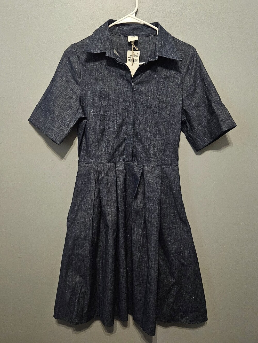 Eleventy Denim Short Sleeve Dress With Raw Hem New READ Size 38 2 Small